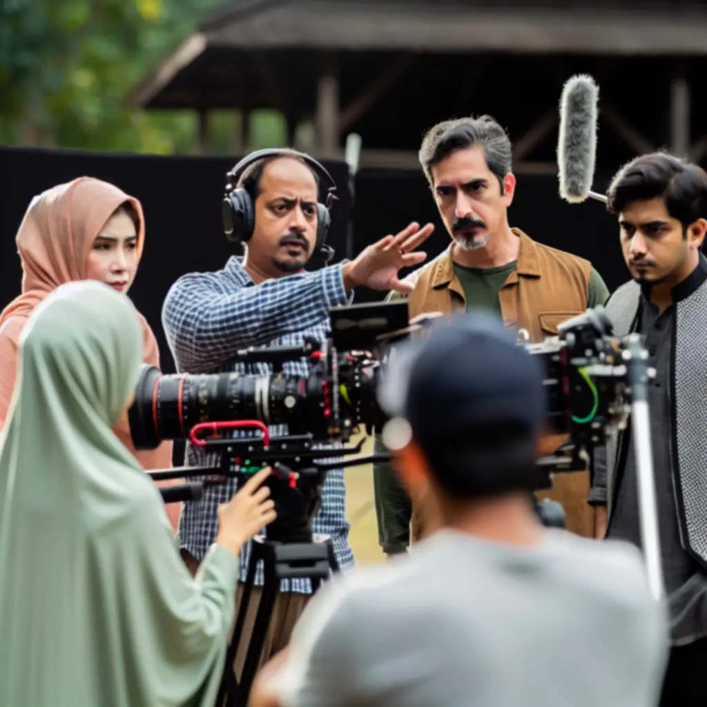 Film director overseeing a location shoot
