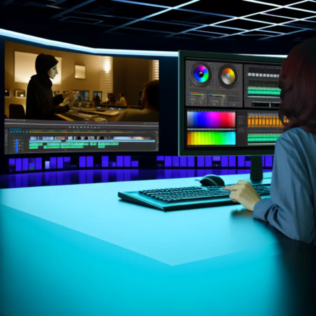 Editor reviewing a final film cut on a monitor