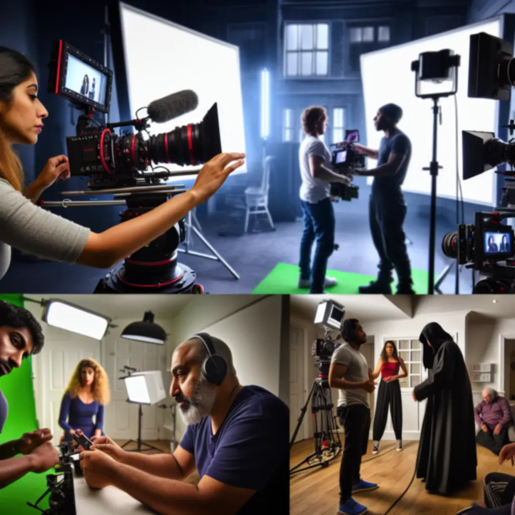 Professional film crew from FROLIC FILMS LTD working together on set